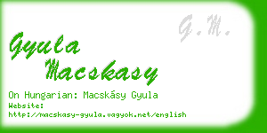 gyula macskasy business card