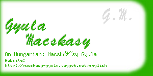 gyula macskasy business card